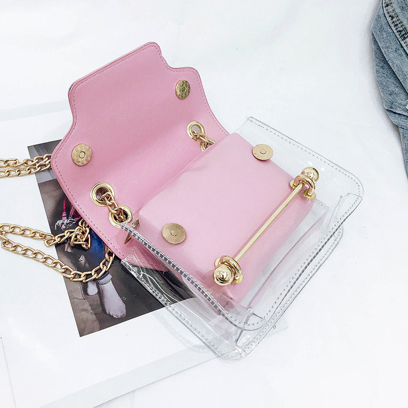 Women Clear Bag Satchel Bag Fashion Transparent Shoulder Crossbody Bag Ladies Messenger Bag Casual Shopping Clutch Small Handbag