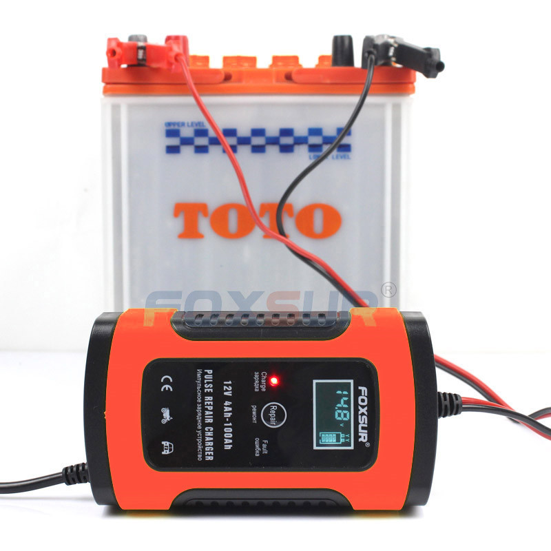 Car Battery Charger 12V Pulse Repair LCD Display Smart Fast Charging AGM GEL WET Lead-Acid Charger For Auto Motorcycle Truck