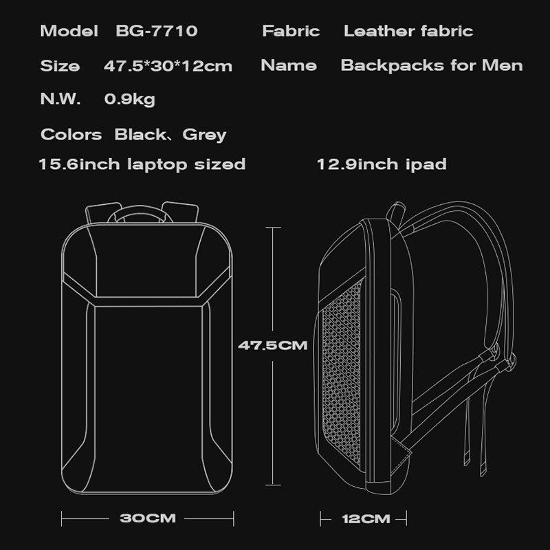 Men 15.6-inch Business Laptop Backpack Large Capacity Simple Style Travel Bag Waterproof Fashion Backpack with USB Charging Port