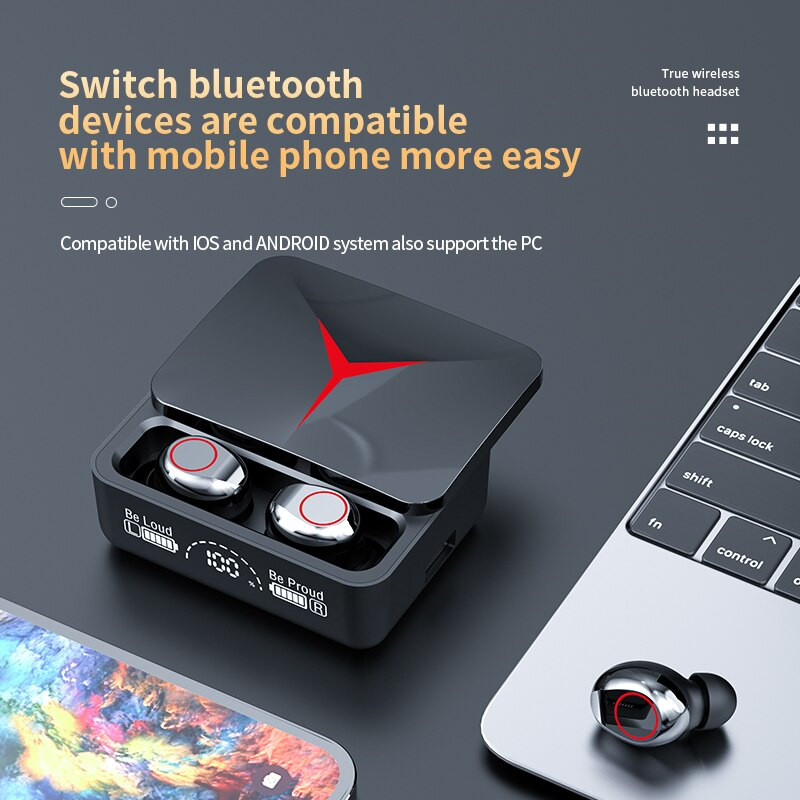 TWS Wireless Bluetooth Headset LED Display Fone Headphones Gaming Earphone Touch Stereo Noise Reduction Earbuds with Mic