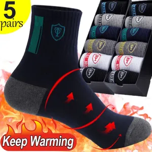 5 Pair Bamboo Fiber Autumn Winter Business Men Socks Breathable Cotton Sports Sock Breathable Deodorant Plantar Fasciitis Socks