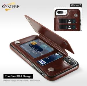 KISSCASE Luxury Flip Leather Wallet Case For iPhone X 8 Plus Card Holder Mobile Phone Bags Cover For iPhone 7 6 s 5 5s SE Coque