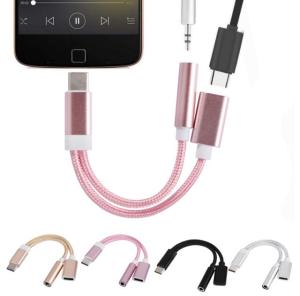 Earphone 2 in 1 Adapter Type C to 3.5mm Aux Audio Cable USB-C 3.5 mm Jack Headset Charging Cable For Letv 2/Pro/Max 2/Xiaomi