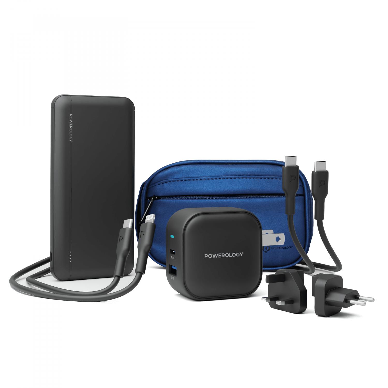Powerology 5in1 Power Combo (PB + 38W WC + C to C + C to L) - Black