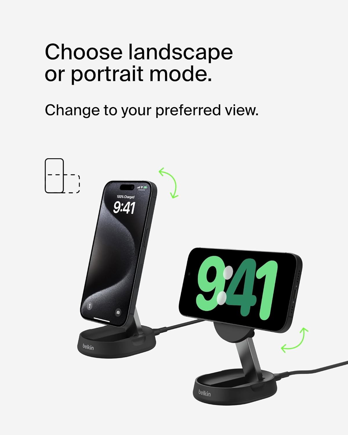 Belkin Qi2 15w Convertible Magnetic W/L Charging Stand  - Black