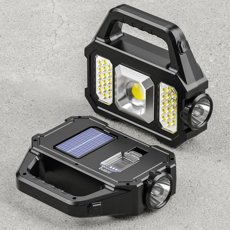 Multi-functional Waterproof Solar Powered Outdoor Searchlight Flashlight LED Handheld Power Bank High Brightness Emergency Light