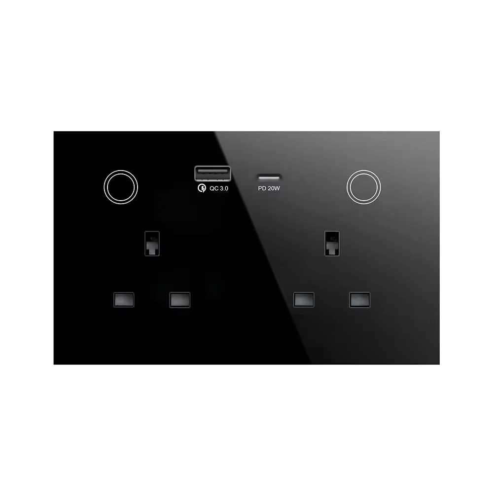 Smart Wall Double Sockets with USB &amp; USB-C