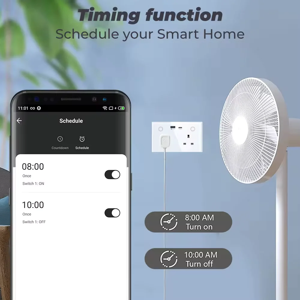 Smart Wall Double Sockets with USB &amp; USB-C