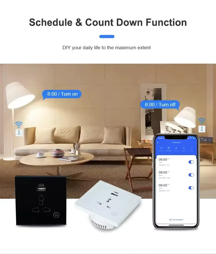 Smart Wall Single Sockets with USB & USB-C
