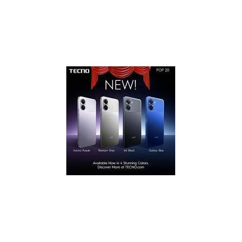 Tecno Pop 20 – 6.75’’ Display – 128GB HDD – 4GB RAM – 13MP – 8MP – 5000mAh – Black