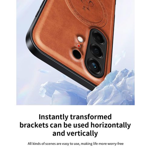 Tecno Camon 50 4G High Quality MAGSAFE, Wireless Charging luxury leather Case With Kick-Stand - Brown