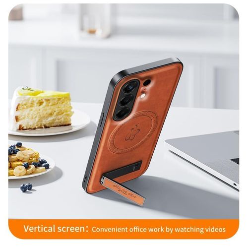 Tecno Camon 50 4G High Quality MAGSAFE, Wireless Charging luxury leather Case With Kick-Stand - Brown