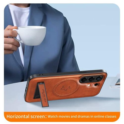 Tecno Camon 50 4G High Quality MAGSAFE, Wireless Charging luxury leather Case With Kick-Stand - Brown