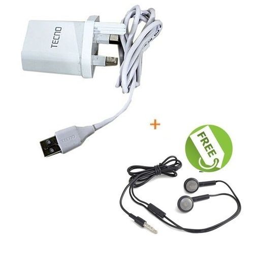TECNO Charger + Free Handsfree 100-240V
