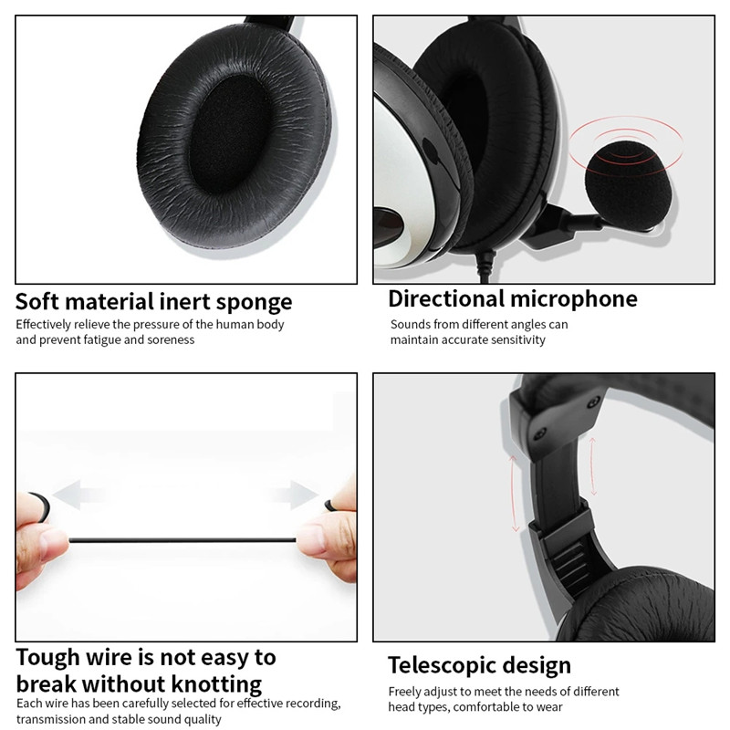 Head-Mounted Headphone Teaching Earphones Noise Reduction Mic Gaming Headset Computer Earphone For PS4 PS3 Xbox Switch