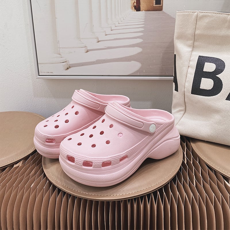 Thick-soled and high-heeled Sandal Women’s new summer Slope Heel crocs sponge cake garden