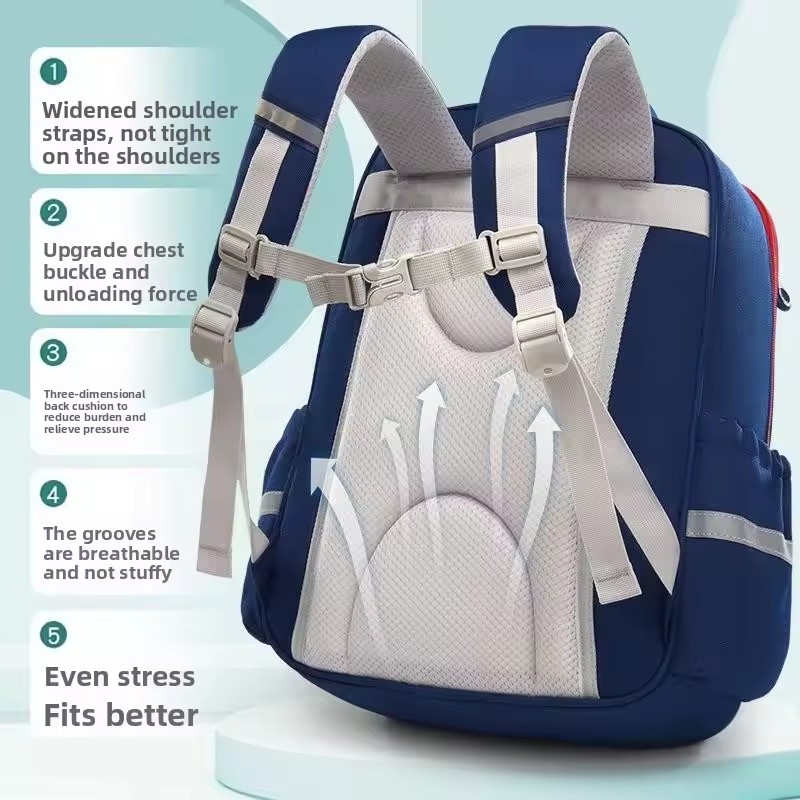 Children Schoolbag Primary School Students Boys Breathable Shoulder Girls British Style Large Capacity Multi Functional Backpack