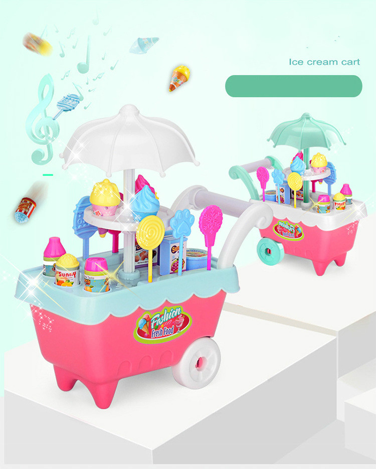 Children's simulation candy ice cream trolley girl puzzle play set toys
