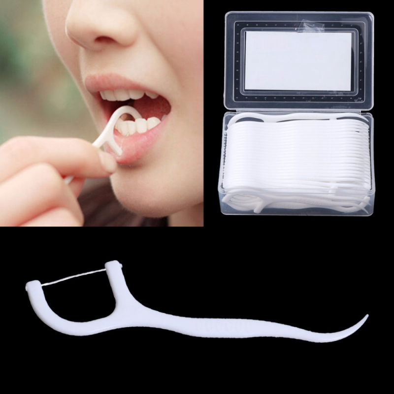 New Arrivals 50 Pieces/pack Dental Floss Bleaching Picks Teeth Toothpicks Stick Tooth Clean Oral Care 7.5cm