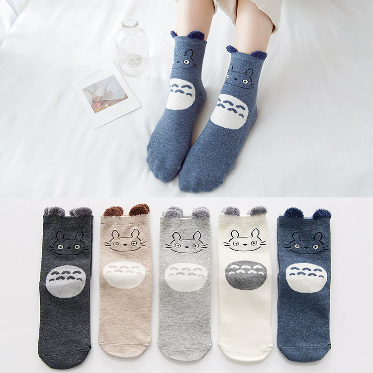 5 pairs pack women socks The Stereo ear cartoon animals happy funny cotton cute socks Feather yarn socks
