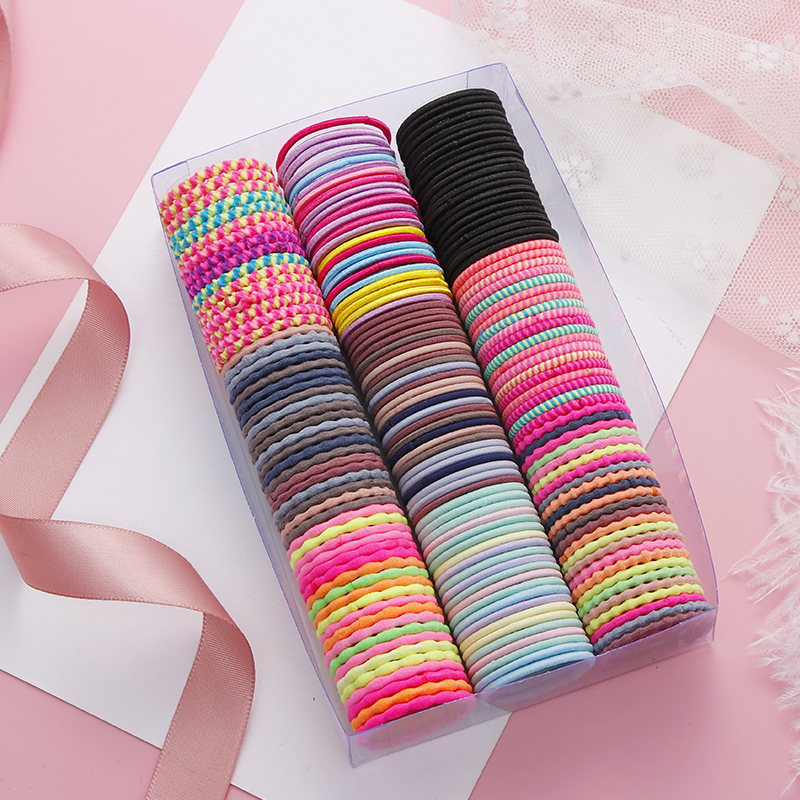 100PCS/ New Girls Cute Colorful Basic Elastic Hair Bands Tie Gum Scrunchie Ring Rubber Fashion Hair Accessories