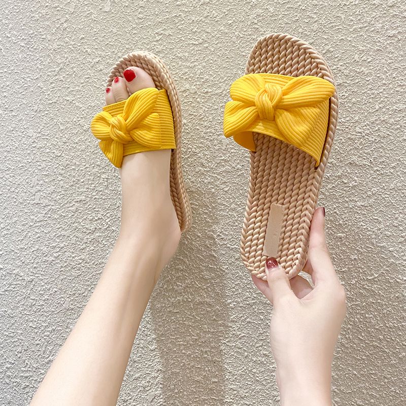 Women's Summer Fashion Bowknot Slippers Korean Style Non-Slip Casual Sandals for Outdoor Wear
