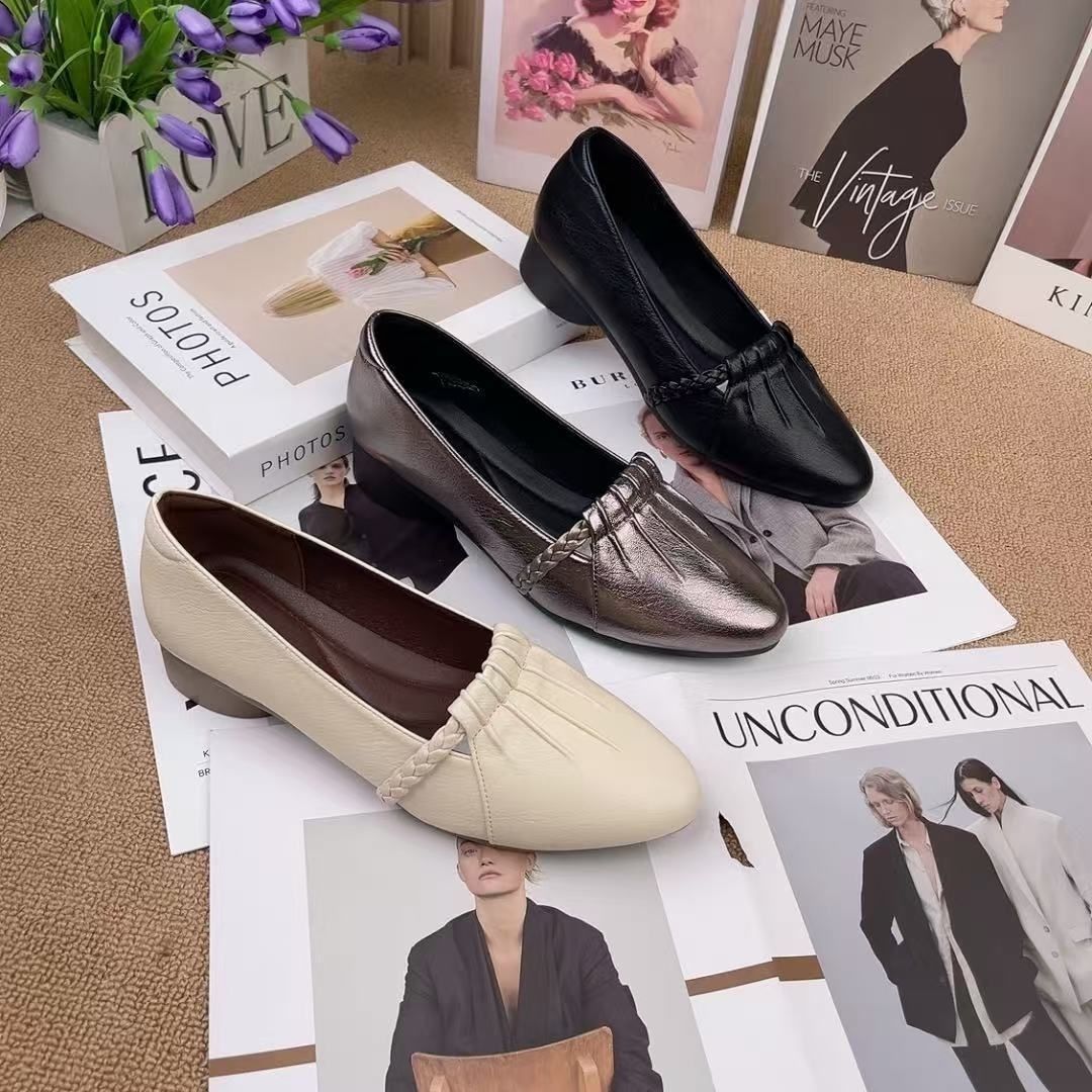 Women Fashion Sweet Light Weight Spring & Summer Anti Skid Square Heel Shoes Lady Classic Office Work Shoe