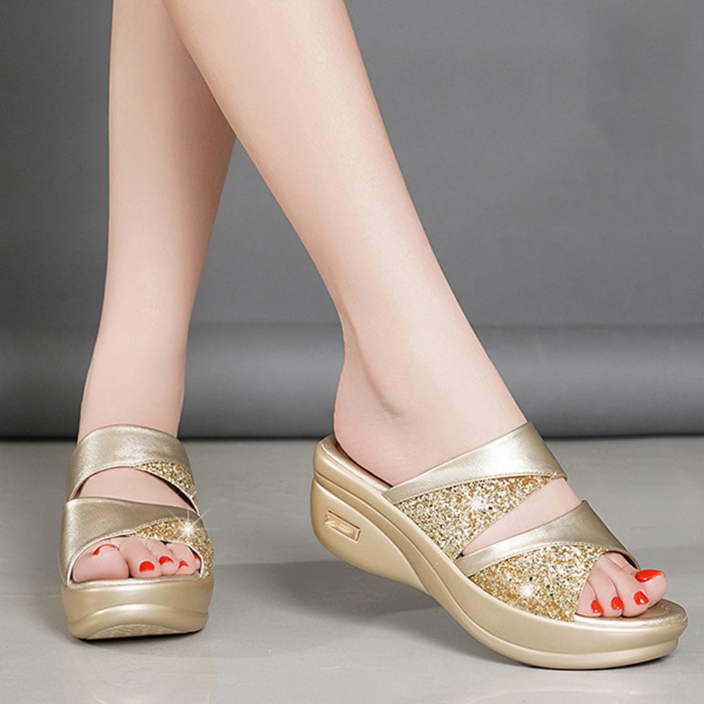 Women's High-heeled Pumps Women's Sandals Thick-soled Slippers Open-toed Mules Shoes Wedding Shoes Wedge Slipper Party Slippers