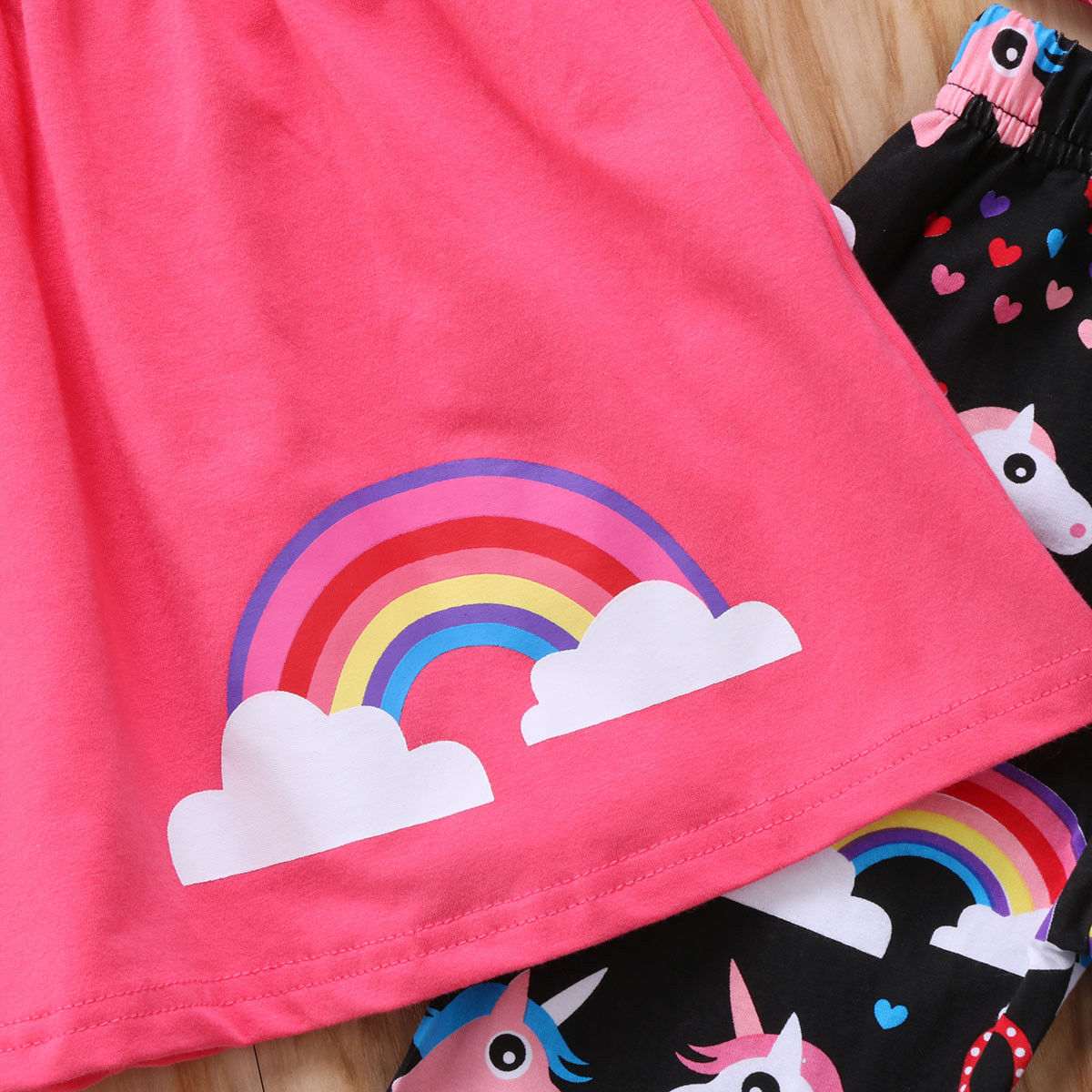 Unicorn Rainbow Kids Baby Girls Outfits Clothes T-shirt Tops Dress +Long Pants 2PCS Set Children's clothing