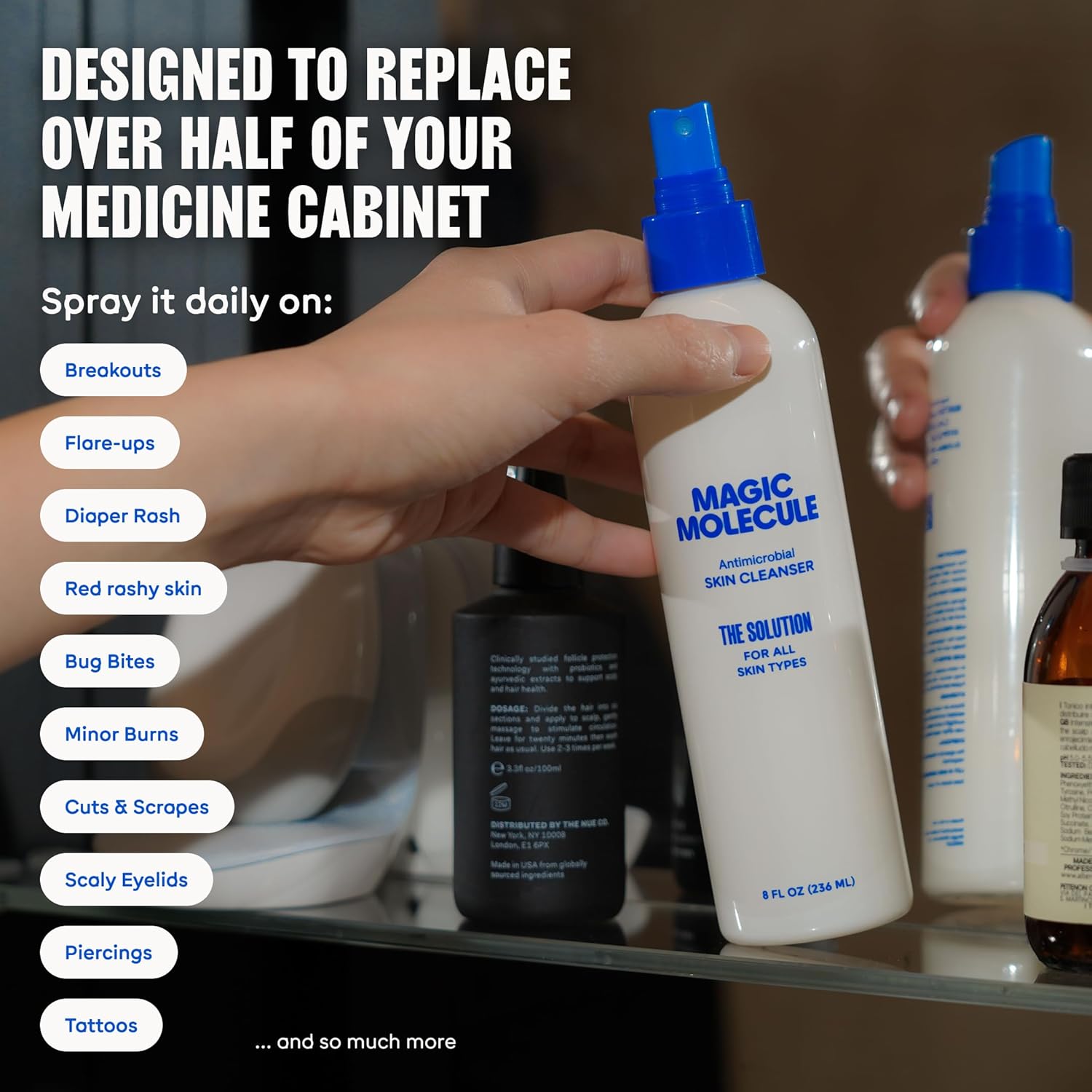 Magic Molecule Skin Cleanser for All Types, Hypochlorous Acid Spray Helps Heal Acne Prone, Eczema and Itchy Rashes and 50 Other Skin Ailments, 8 oz Sp