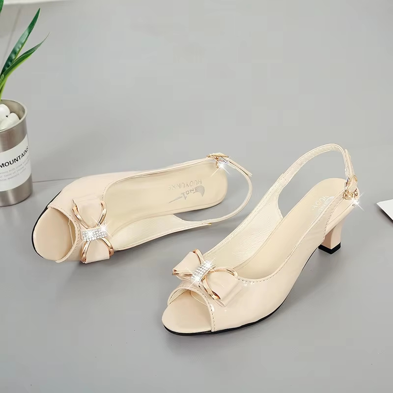Summer Female High Heels New Fashion Women Pumps Sexy Open Toe Fish Mouth Shoes Ladies Bowknot Party Sandals Plus Size 42