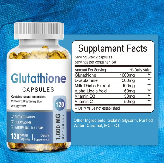 Glutathione Supplement Capsules 1000mg with Milk Thistle, L-Glutathione with Alpha Lipoic Acid for Skin Radiance, Liver & Immune