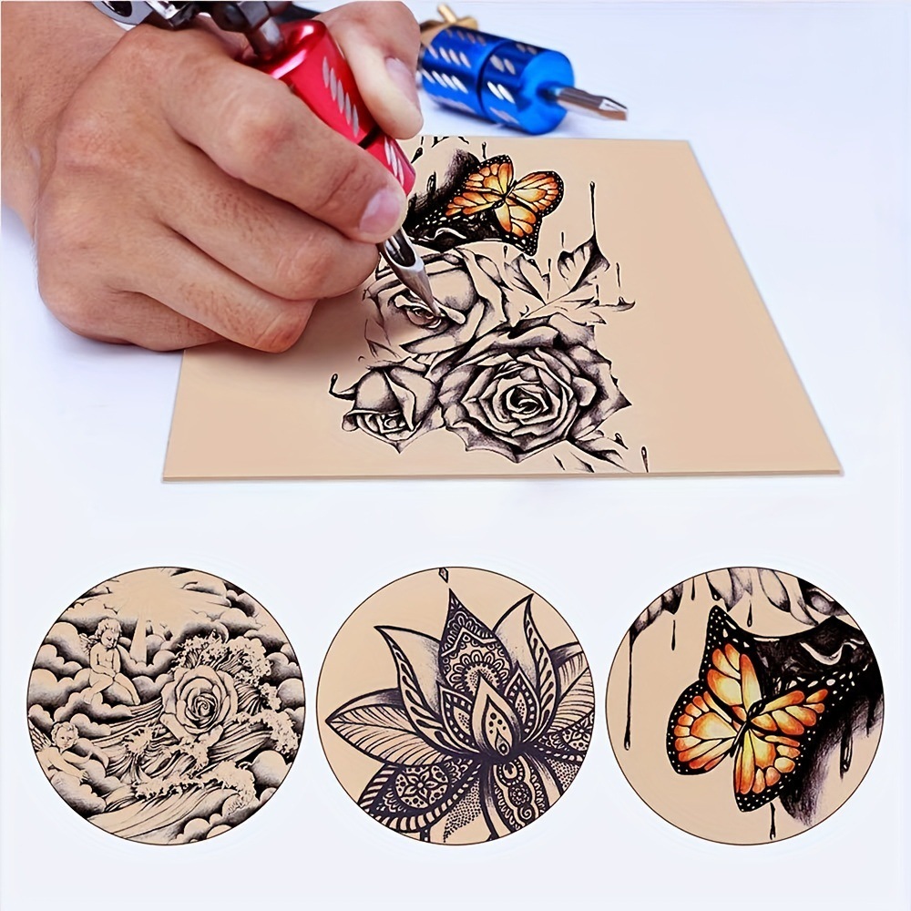 5pcs Tattoo Blank Practice Skin Eyebrow Gragon Pattern Paint Mixer Makeup Synthetic Leather Tattoo Accessories