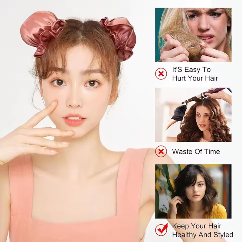 6 Pcs Set Heatless Hair Curler,Satin Heatless Curling Set, Heatless Curls Headband, Overnight Curling Headband