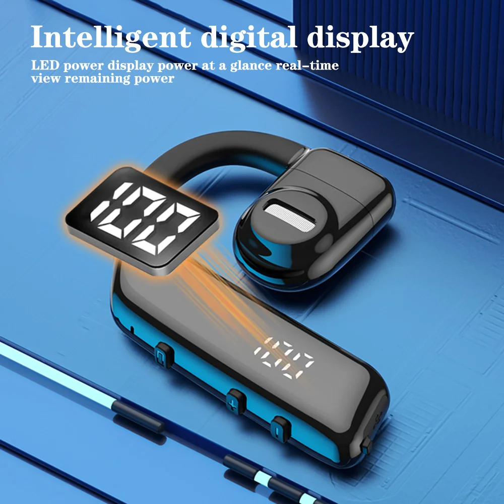Single Ear-hook Wireless Bluetooth 5.3 Earphone Smart Noise Reduction HiFi Stereo Business Headphone Built-in HD Microphone