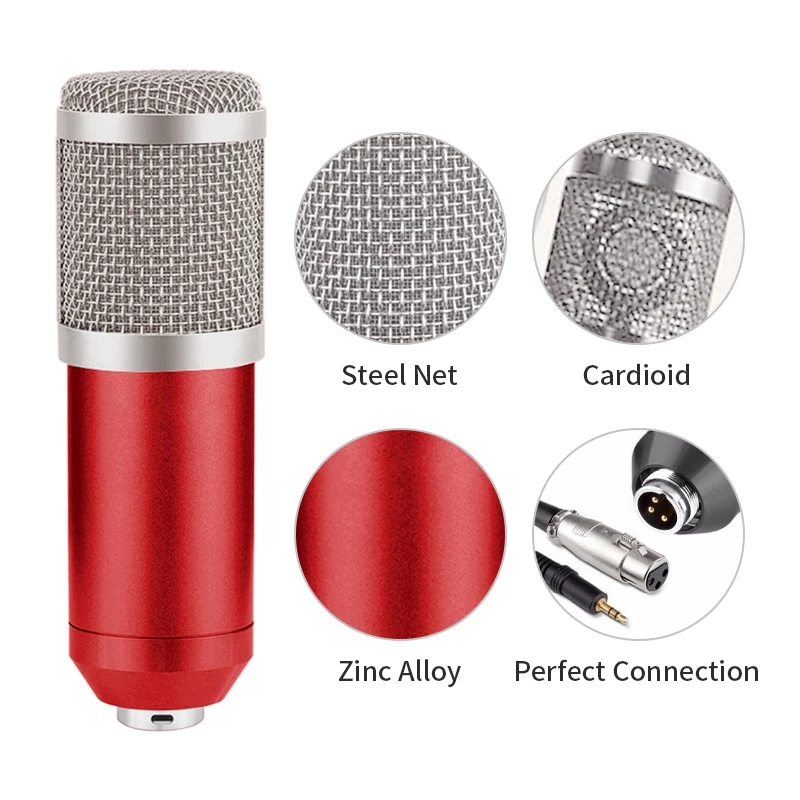 BM800 Condenser Microphone Professional Recording For Phone PC Microphone Kit Karaoke Sound Card
