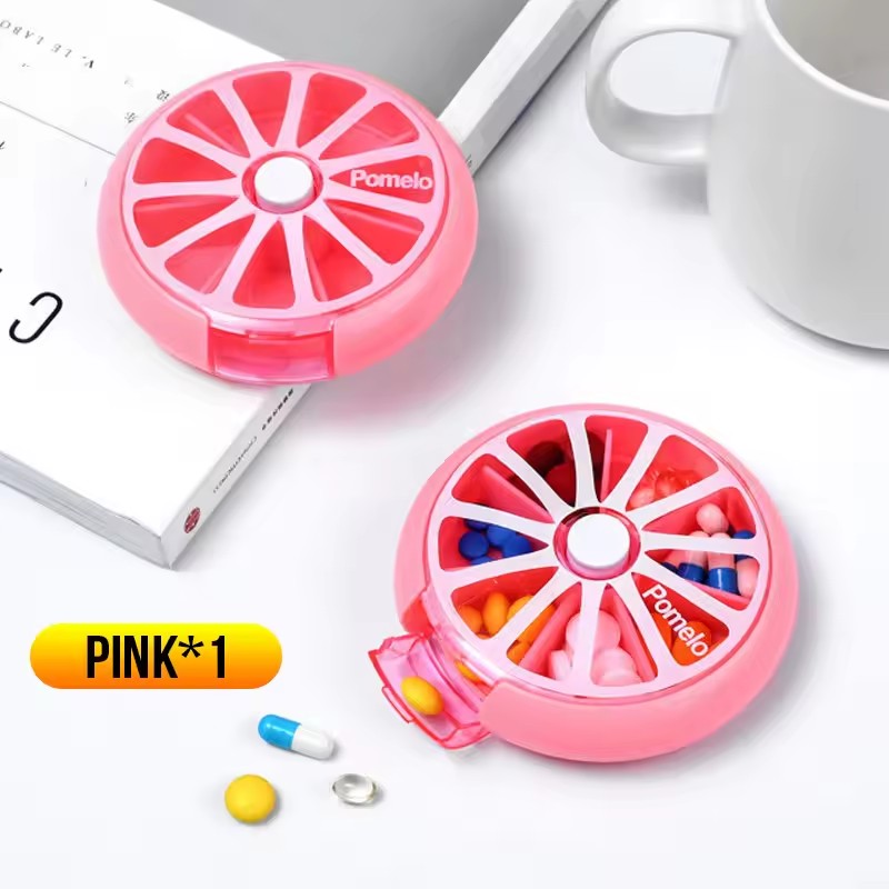 Portable Pill Box Weekly Rotating Split Fruit Points Drug Carry With You Mini Medicine Boxs Medicine Travel Pillbox