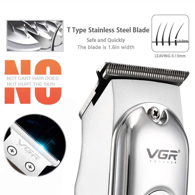 VGR New Style Hair Clipper Engraving Metal Electric Hair Clipper Stainless Steel Blade Hair Clippers Clippers V-071 VGR New Sty