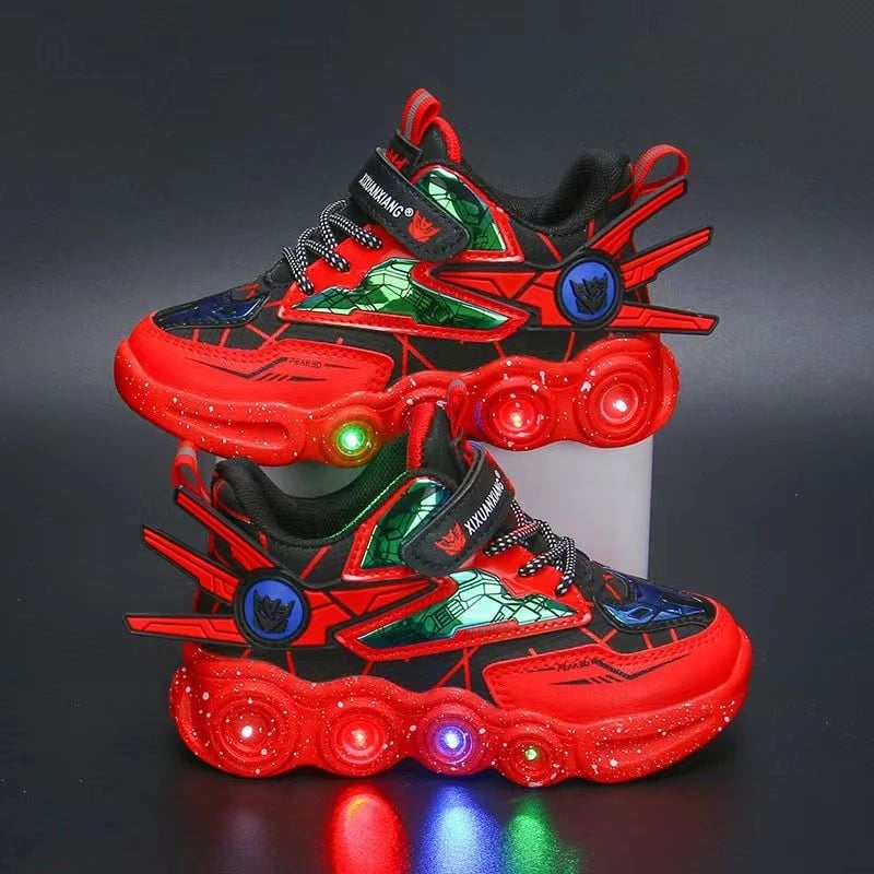 Illuminated Spider Man Children's Shoes New Spring and Autumn New Sports Shoes Running Shoes Illuminated with Lights for Mi