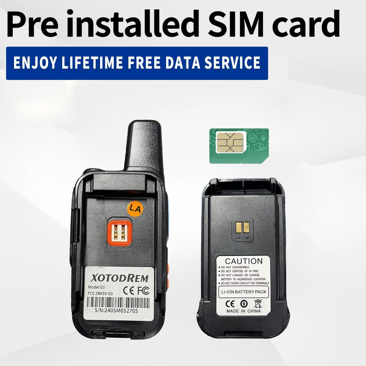 Global Lifetime Free Walkie Talkies Unlimited Range 4G LTE PoC(Push-to-Talk Over Cellular) Radios Nationwide PTT Two Way Radios Long Distance for Fami