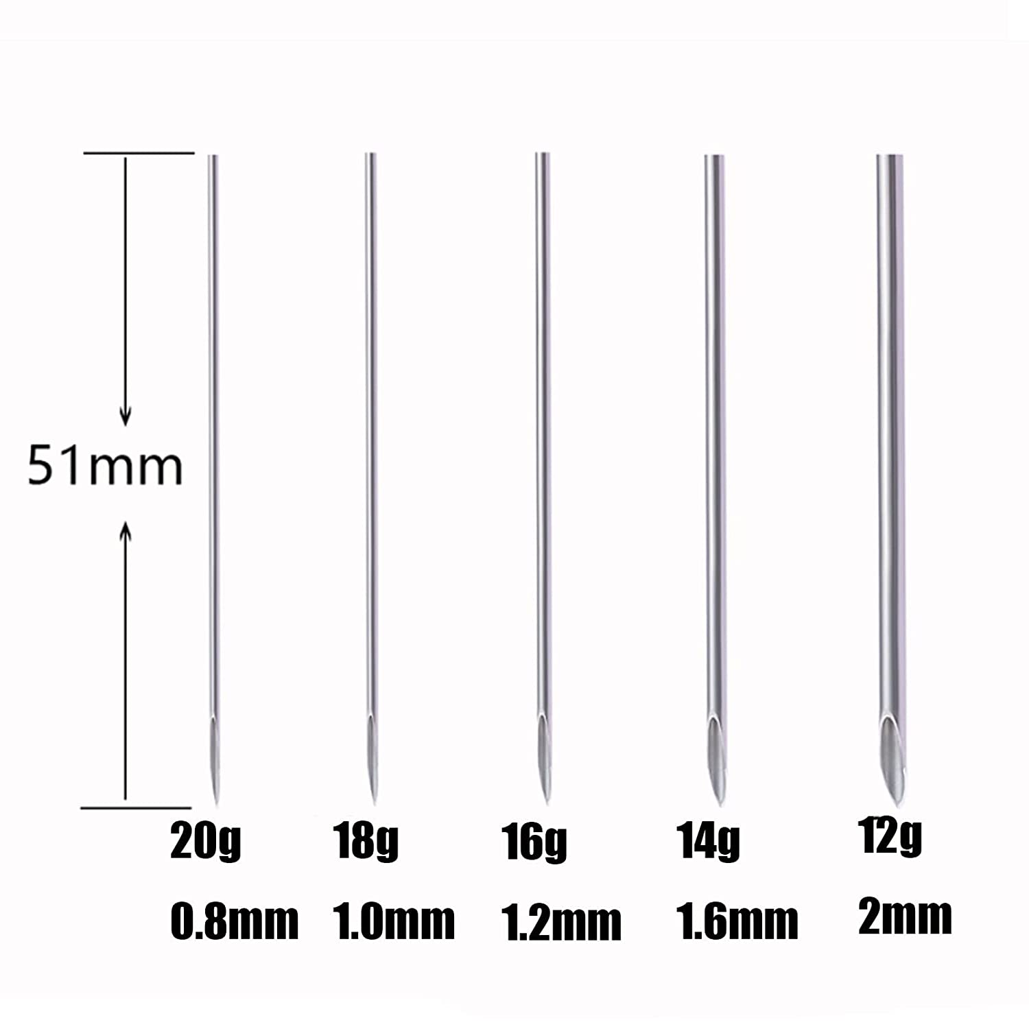 Ear Nose Piercing Needles 100pcs Piercing Needles Mixed Sizes Body Piercing Needles Hollow Needles