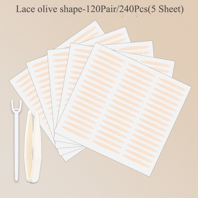 240pcs Gauze Mesh-Lace Invisible Double-fold Eyelid Sticker Transparent Invisible Self-adhesive Eyelid Tape Sticker &