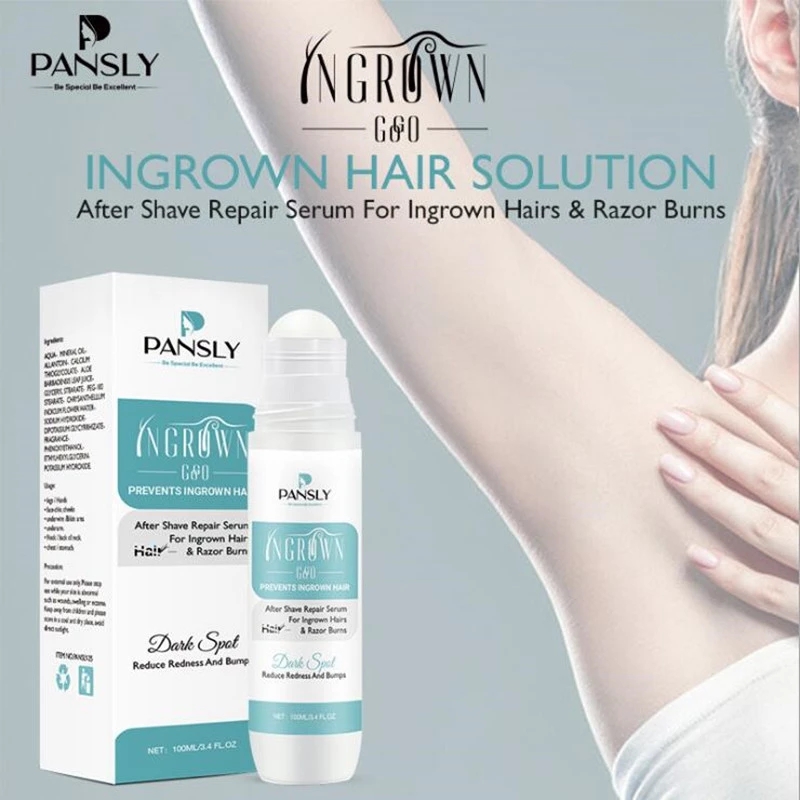 100ML Pansly Dual-Action Ingrown Hair Serum – Exfoliating + Soothing Technology to Prevent Bumps, Calm Redness & Brighten Post-S