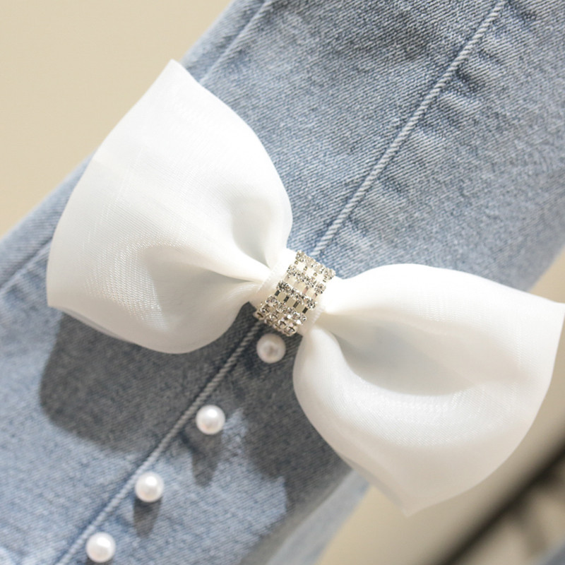 Girls Set Tops And Pants 2 Pieces Ribbon Short Sling Fashion Blue Suspender Shorts Set European Children's Suits