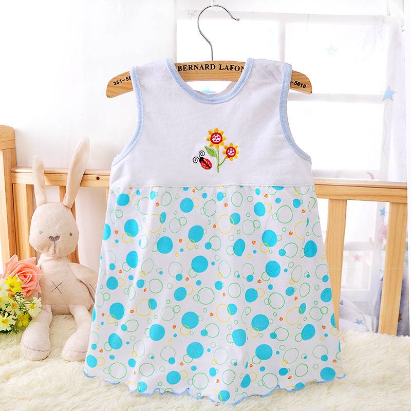 New Baby Dress Cute Animal Plant Baby Dress Little Girl in Sleeveless Dress Casual Cotton Vest Little Princess Dress