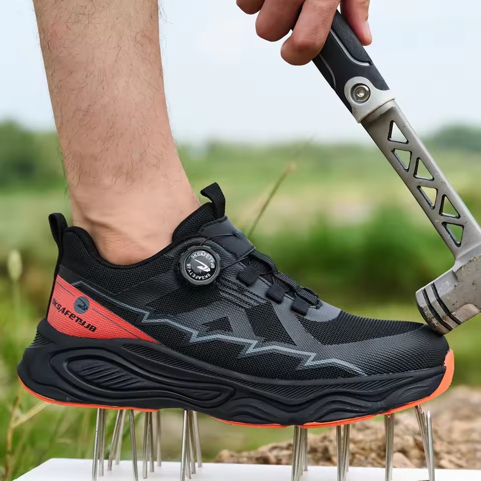 Rotating button Steel toe shoes Safety Boots Men Anti-smash Anti puncture Work Sneakers lightweight Protection Shoes Work Boots