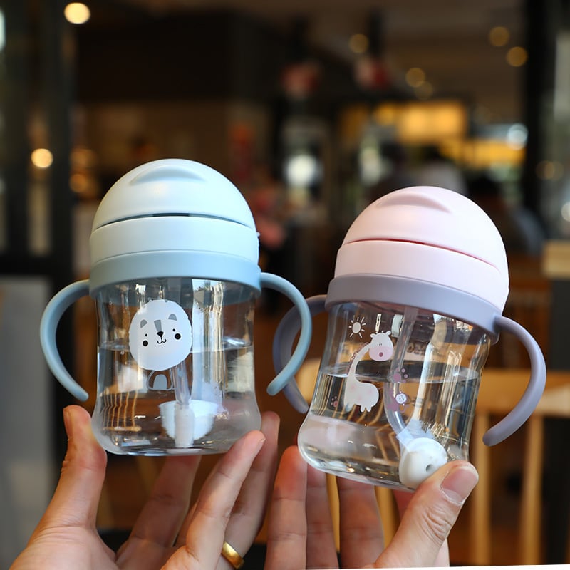 250ml Baby Feeding Cup with Straw Children Learn Feeding Drinking Bottle Kids Training Cup with Straw