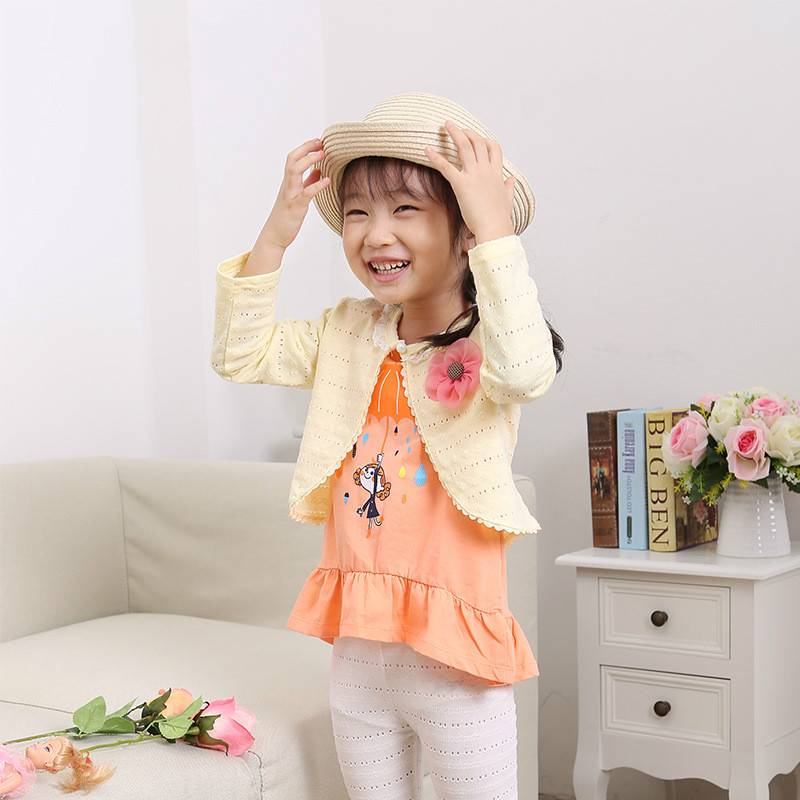 Hot Fashion Thin Cotton Cardigan For Girls Full-Sleeve Girls Cardigan Shrug 2-10T Girl Clothing Sweaters Spring Summer