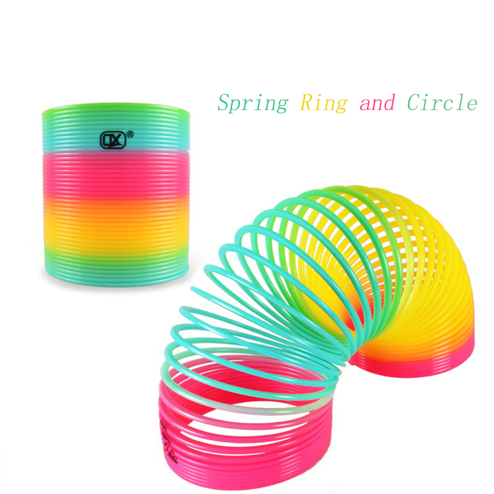 1pcs Rainbow Circle Funny Toys Early Development Educational Folding Plastic Spring Coil Children's Creative Magical Toys