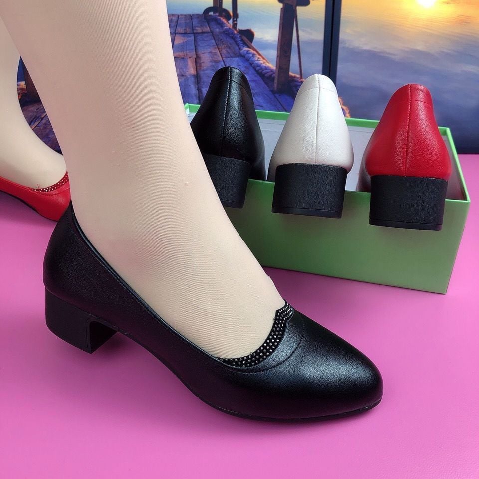 Women Cute Round Toe Spring Slip On High Heel Shoes Lady Classic Comfort European Stylish Office Career Pumps